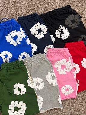 Men's Athletic Shorts with White Floral Rings - Multiple Colors